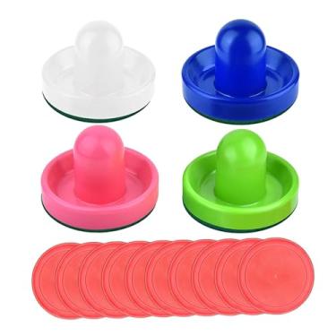 Imagem de Vaveren Empurradores e discos de air hockey, empurradores e discos de air hockey, fundo de feltro verde de 96mm, discos de air hockey de 2.5 polegadas para, estilo a