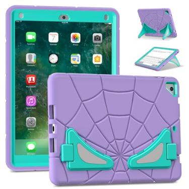 Imagem de AKABEILA Capa para tablet Apple iPad 9.7 5th/6th (2017/2018)/iPad Air 2/iPad Pro 9.7, leve, à prova de choque, resistente, com suporte para crianças, meninos, bebês, roxo, verde menta