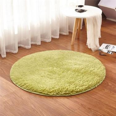 Imagem de Tapete redondo fofo para sala de estar, pele sintética, quarto infantil, pelúcia, felpudo, cadeira de computador, estofamento de área, verde exército, diâmetro 1,8 m