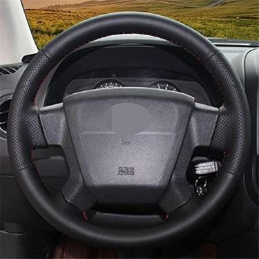 Imagem de TPHJRM Capa de volante de carro couro artificial costurado à mão, apto para Jeep Compass 2006-2010 Old Patriot 2007 2008 2009 2010