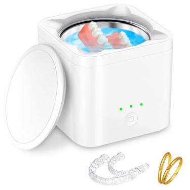 Imagem de Limpador ultrassônico para retentor, dentadura, protetor de boca, alinhador, limpador de joias de 45 kHZ, máquina ultrassônica, limpador de retentor portátil de 200 ml para todos os aparelhos