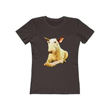 Imagem de English Bull Terrier 'Sheba' - Camiseta feminina de algodão torcido da Doggylips, Chocolate escuro sólido, G