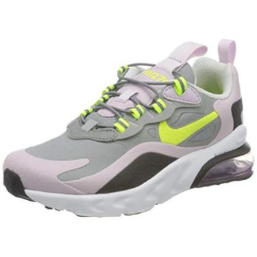Imagem de Nike Tênis masculino Air Max 270 React, Cinza de partícula/lilás venenoso de limão, 3 Little Kid