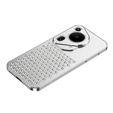 Imagem de POYUFRG Capa de metal prata 70 Pro para Huawei Pura 70 Ultra/70 Pro/70 Pro+/70, proteção de lente de câmera com tudo incluído, capa de telefone fina e resistente com dissipação de calor