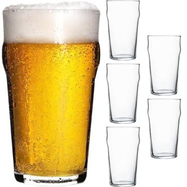 Imagem de Dlh western Copos de cerveja Nonic Pint, copos de cerveja empilháveis de pub inglês de 590 ml, conjunto de 6