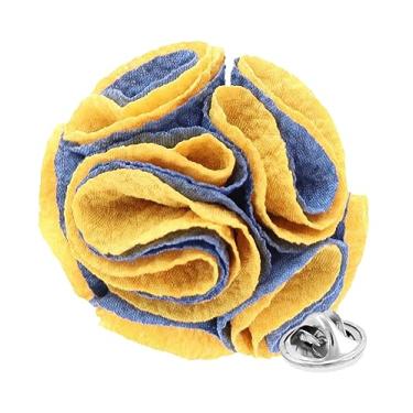 Imagem de Vittorio Vico Broche de lapela de flor seersucker formal em dois tons masculino - broche, flor na lapela para homens, 2.5" (6.36CM), Poliéster, Não aplicável
