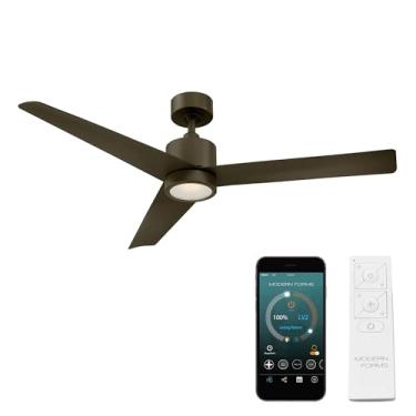 Imagem de Ventilador de teto inteligente de 3 lâminas para ambientes internos e externos Lotus 54" bronze com kit de luz LED de 3000K e controle remoto