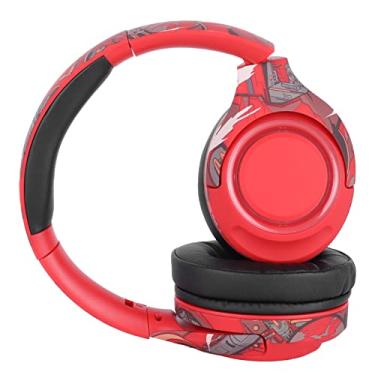 Imagem de Zhiyavex Fone de Ouvido Bluetooth Sem Fio, Fones de Ouvido HiFi Luminosos Montados na Cabeça, Com Microfone, Luzes Coloridas Legais, Estéreo Graves Profundos, Almofadas Auriculares de Couro Macio, Faixa Retrátil (Vermelho)