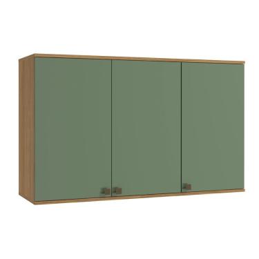 Imagem de Armário Aéreo Celeste Kappesberg 100% MDF 3 Portas Nogueira/Verde 120cm
