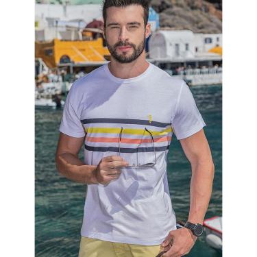 Imagem de Camiseta Aleatory Listrada Heart Branca-Masculino