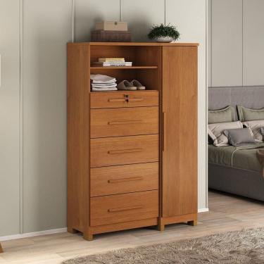 Imagem de Cômoda Sapateira Imperial Mdp 1 Porta 5 Gavetas Marrom