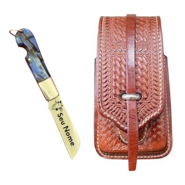 Imagem de Bainha Capa de Celular e Canivete Inox Personalizado (Azul)