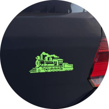 Imagem de Adesivo de Carro Trenzinho Locomotiva a Vapor - Cor Verde Claro - Melh