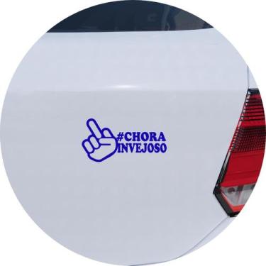 Imagem de Adesivo de Carro Chora Invejoso Dedo - Cor Azul - Melhor Adesivo, Azul