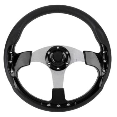 Imagem de Volante de Corrida de 14 Polegadas, Volante de Carro para Adaptador de Cubo de 6 Furos, PU e Alumínio, Volante Universal Com Botão de Buzina para Veículo (Preto)