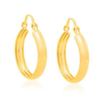 Imagem de Brincos banhado ouro 3x 24k 18k e 22k femininos argola rommanel larga 
