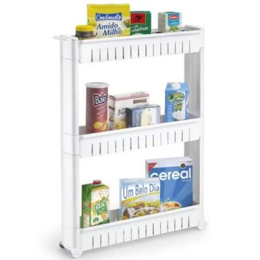 Imagem de Prateleira Com Rodízio Armário Organizar Cozinha Lavanderia Branca ART