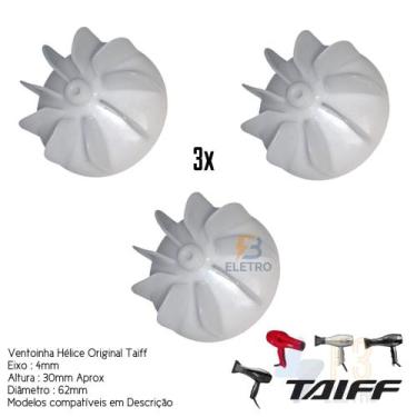 Imagem de Kit 3 Ventoinha Hélice Turbina para Secadores de Cabelo Taiff Diversos