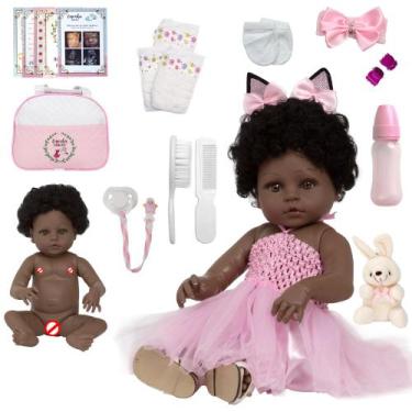 Imagem de Bebe Tipo Reborn Recém Nascida Pretinha Linda Bailarina 46cm - Cegonha