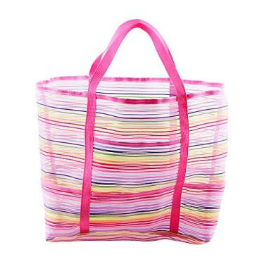 Imagem de Bolsa de praia de malha, bolsas de praia grandes e mochilas, brinquedos, toalhas, bolsa de pano de boi de areia, bolsa de banho de secagem rápida, para guardar brinquedos de praia, mercado, compr