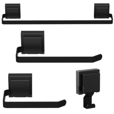 Imagem de Kit de Acessórios Para Banheiro Ventosa Preto 4 Peças F.Max - Fassin