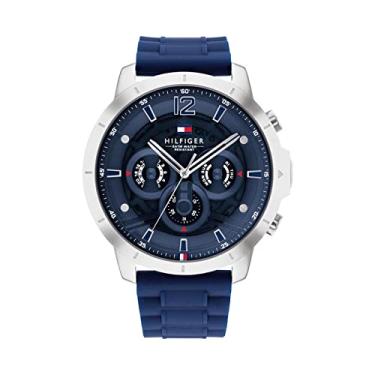 Imagem de Tommy Hilfiger Relógio casual masculino - relógio de pulso multifuncional de aço inoxidável - resistente à água até 5 ATM/50 metros - Relógio moderno premium para todas as ocasiões - 50 mm, Azul