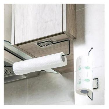 Imagem de Suporte Adesivo Porta Papel Toalha Alumínio Cozinha Preto - Art House