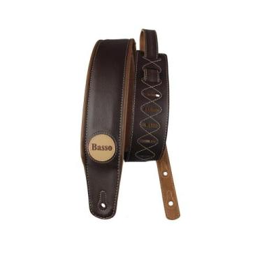 Imagem de Correia Alça Violão Guitarra Baixo Basso CLA 14 Marrom Clássica Grossa