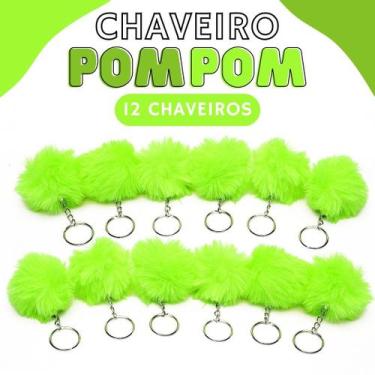 Imagem de Chaveiro Pompom Pelúcia Verde Neon - 50Mm Kit C/12 Unidades - Nybc