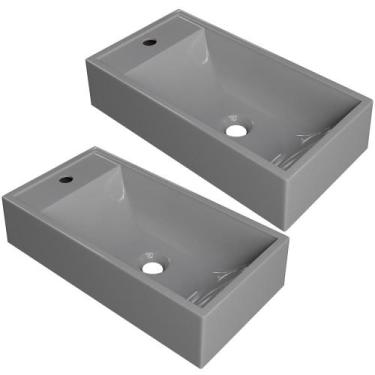 Imagem de Kit 02 Cubas de Apoio Retangular Para Banheiro Lavabo Roma C01 RL545W 