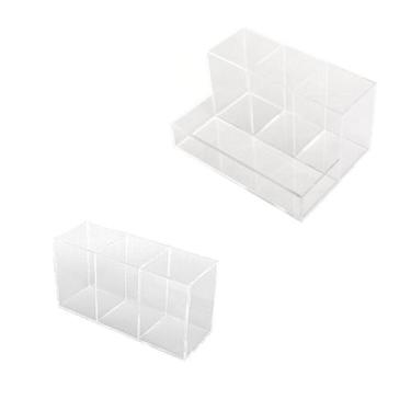 Imagem de Kit organizador make porta pincel e maquiagem - transparente - Acrihom