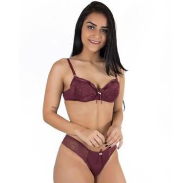 Imagem de Conjunto Diluxo Fita Cetim Atacadão Vinho, Feminino, M, Vinho