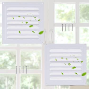 Imagem de Yaocom 2 peças de ventilação de parede de alumínio branco com tela de malha quadrada grade de ventilação para porta externa casa sótão garagem teto (6 x 6 polegadas)