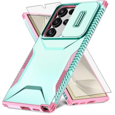 Imagem de Asuwish Capa de celular para Samsung Galaxy S24 Ultra 5G com protetor de tela de vidro temperado e capa de câmera deslizante fina robusta híbrida à prova de choque S24Ultra 24S S 24 24Ultra feminina