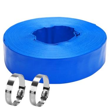 Imagem de DERPIPE Mangueira de retrolavagem para piscina Lay-Flat - Mangueira de descarga de PVC resistente reforçada de 5 cm x 3 m, mangueira de drenagem de piscina de vinil à prova de intempéries para