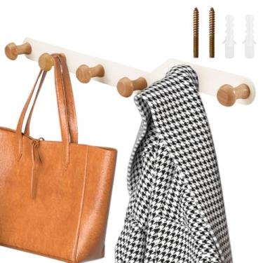 Imagem de SNOMEL Suporte de parede para cabide com 6 ganchos, suporte de parede para cabide de metal, suporte de parede de banheiro para pendurar chapéus, chaves de pano, guarda-chuvas (branco)