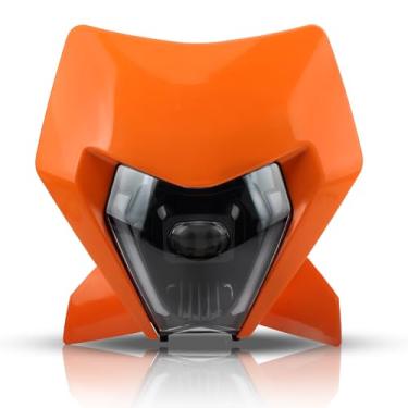 Imagem de ABCERRSI Farol de LED Dirt Bike, Farol elíptico de Motocicleta Supermoto Carenagem para TC FE TE EXC XCW SXF SX 125 250 300 350 450 500 530 SMC R 690 2024 Laranja