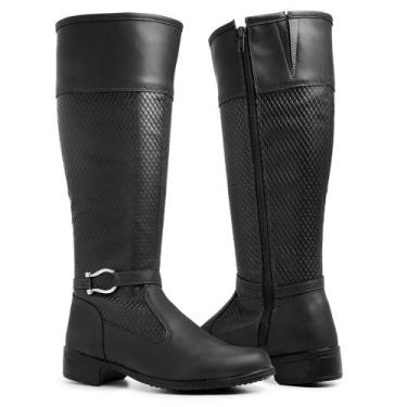 Imagem de Bota Montaria Feminina Cano Longo Salto Baixo Com Ziper Lateral Bico R