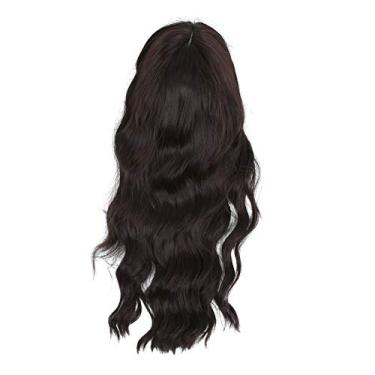Imagem de Peruca Preta Com Franja, Peruca Longa Encaracolada Feminina Elegante Cosplay Festa Perucas Sintéticas 66 Cm Feminino Fibra Sintética Preta de Alta Temperatura para Meninas Uso