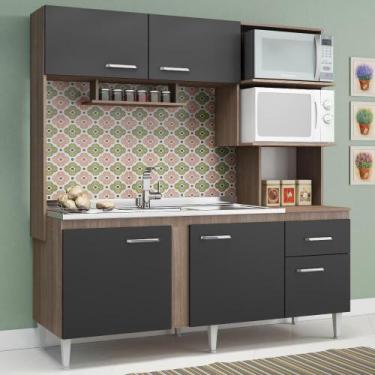 Imagem de Cozinha Compacta Sevilha com 5 Portas Teka/Grafite - Fellicci, Marrom