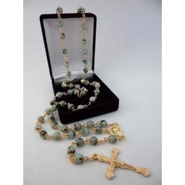 Imagem de Terço jaspe lotus 6mm - folh. ouro - armazem