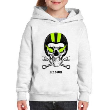 Imagem de Moletom Infantil Old Skull Motorcycle - Foca na Moda, Branco, 12