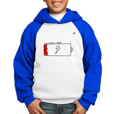 Imagem de Moletom Infantil Se eu tô cansado - Foca na Moda, Branco, Azul, 12