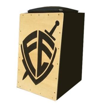 Imagem de Cajon Profissional Inclinado Acústico SR Drums, ESCUDO FÉ 
