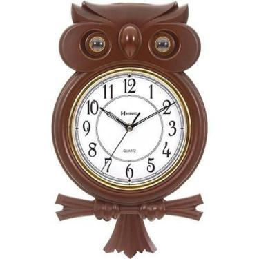 Imagem de Relógio Parede Coruja Pêndulo Musical Herweg 530006-84, único