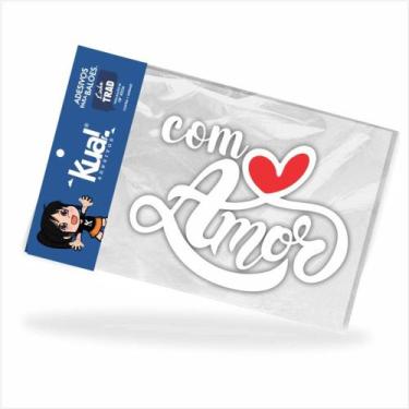 Imagem de 10 Adesivos Com Amor para Balão 18"  19x14cm - kual, Branco