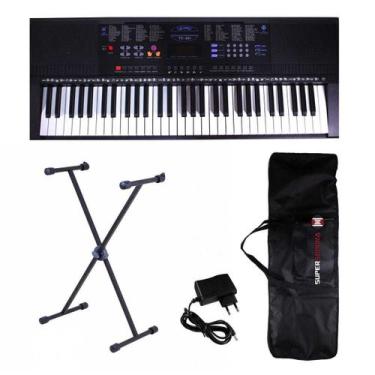 Imagem de Kit Teclado Musical Estudante Spring Tc 261 61 Teclas + Suporte Em X +