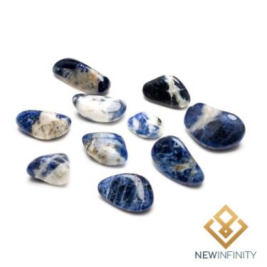 Imagem de 10 Pedras Roladas de Sodalita Rolada Cristal Natural 2cm Intuição e Pr