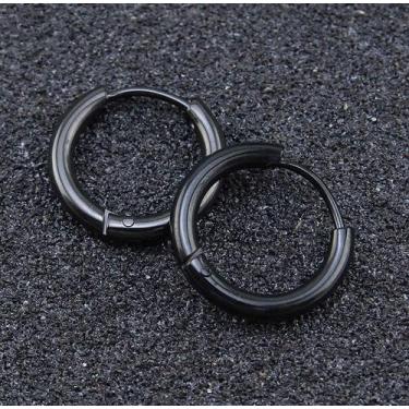 Imagem de Brinco Masculino Argolas Finas - PAR - Vorax Acessórios, 16mm, Preto