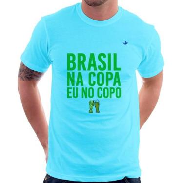Imagem de Camiseta Brasil na Copa eu no copo - Foca na Moda, Azul claro, GG